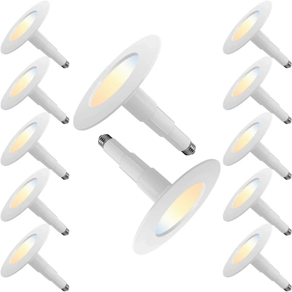 Jolux 5/6in LED Recessed Light 5CCT Dimmable E26 Retrofit 12 Pack Flat Trim